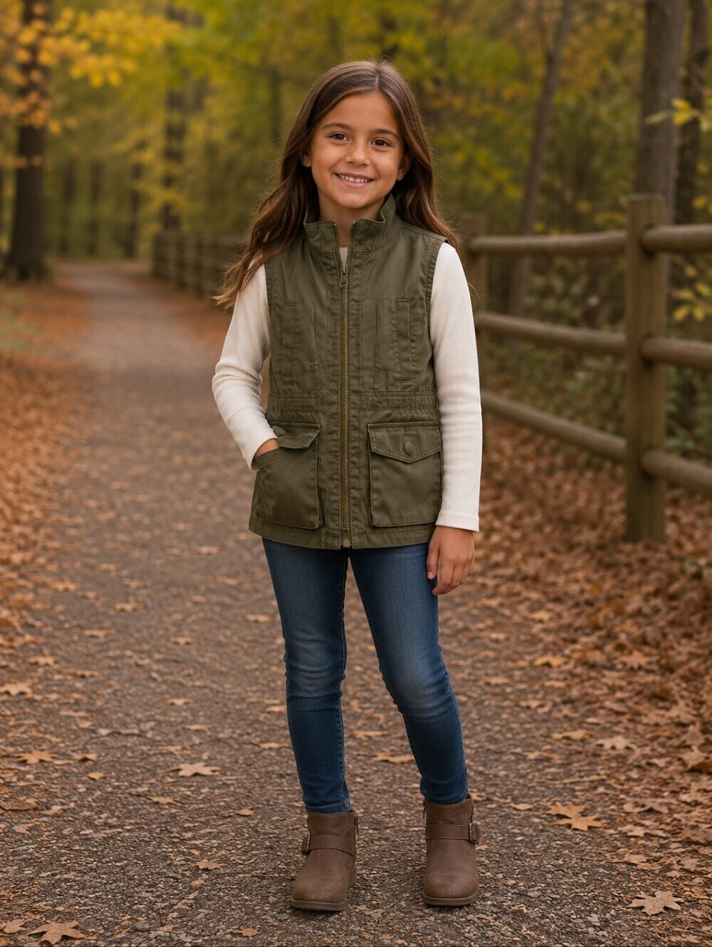 Crewcuts Girls Utility Vest Green Size 8 Military Safari Cargo Lightweight Vest
